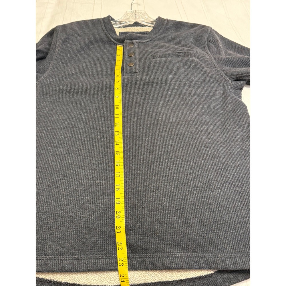 LL Bean Katahdin Iron Works Sherpa Lined Waffle Henley Men's Medium Charcoal - Picture 5 of 5